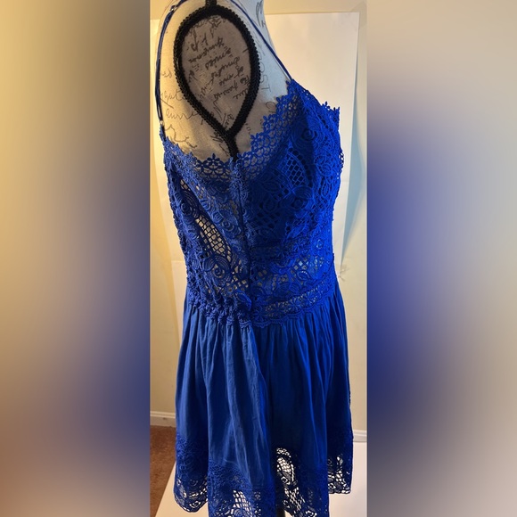 Women’s cute royal blue mini sundress lace bodice lined skirt size 14 - Picture 5 of 11